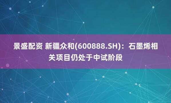 景盛配资 新疆众和(600888.SH)：石墨烯相关项目仍处于中试阶段